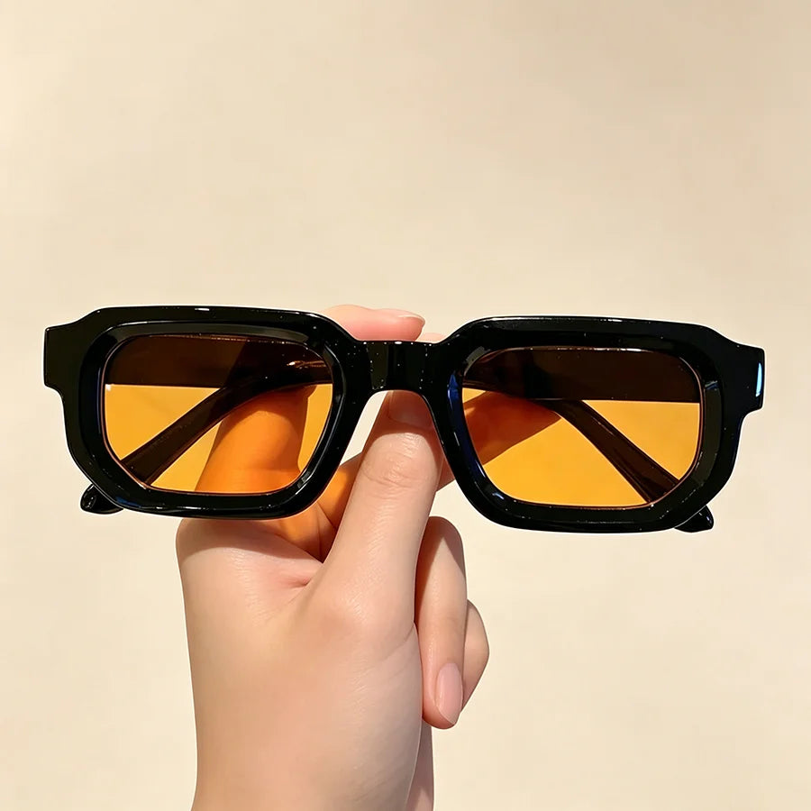 Gafas de sol rectangulares CALIMA de montura negra y lente ámbar